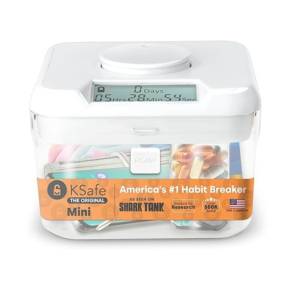 kSafe Time Locking Container for Breaking Bad Habits Quit Smoking Snacking Drinking Gaming Addiction Phone Jail Medication Lock Box Mini White Lid