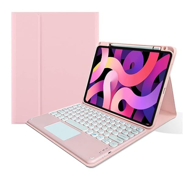 Kaitesi Keyboard Case for iPad Air 11 inch and Pro 11 inch with Detachable Touchpad Color Keyboard in Light Pink