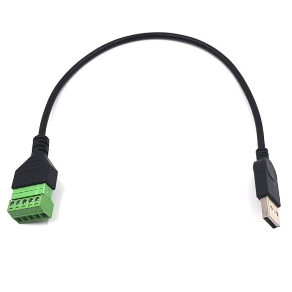 kework 11.8 inch USB 2.0 Male to 5 Pin Screw Terminal Female Charging and Data Transfer Adapter Connector Converter Extension Shield Cable Cord (USB Male)