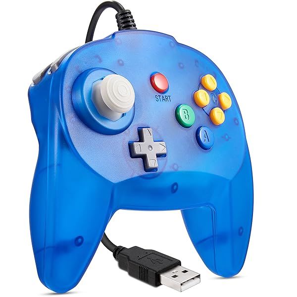 N64 Mini USB Controller Retro Wired Game Pad for Windows PC MAC Linux Raspberry Pi Grey 64-bit Joystick Remote