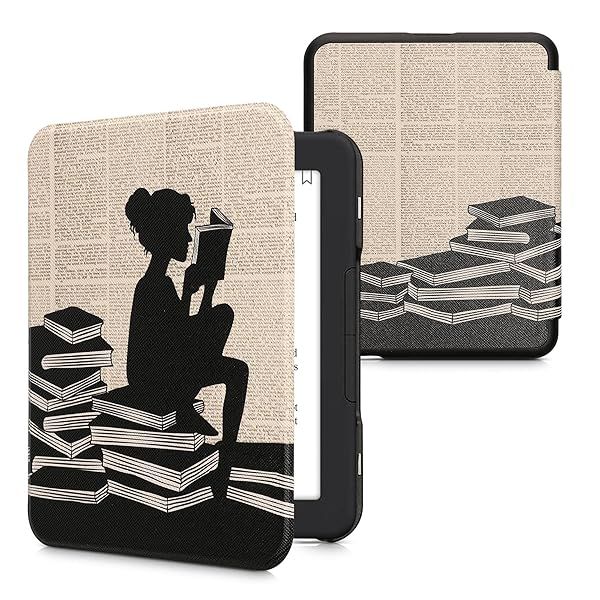 KWMobile Case for Barnes & Noble Nook Glowlight 4/4e - Stylish Black/Beige eReader Cover for Girls