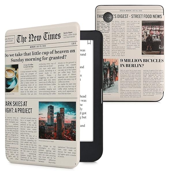 kwmobile Case Compatible with Kobo Clara 2E / Tolino Shine 4 Case - eReader Cover - Front Page Multicolor/Black/Sand