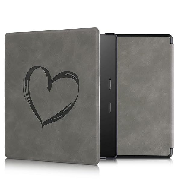 KWMobile Kindle Oasis 10th Gen Cover - Stylish Brushed Heart Grey eReader Case