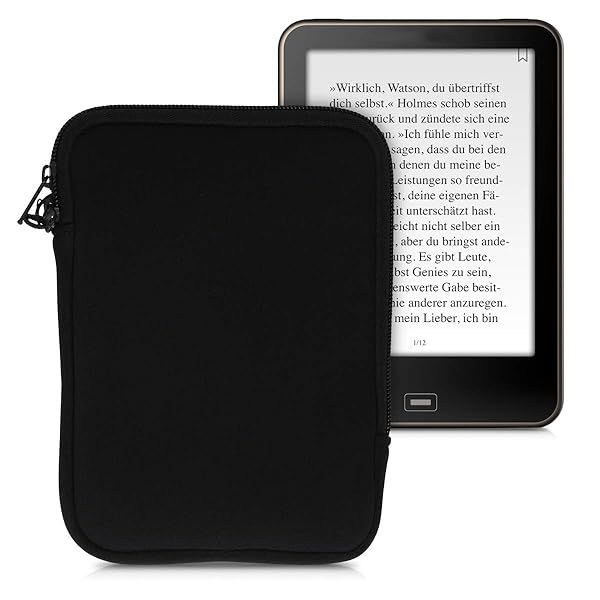 "KWMobile 6" Neoprene e-Reader Pouch - Universal Black Sleeve Case with Zipper for eBooks"