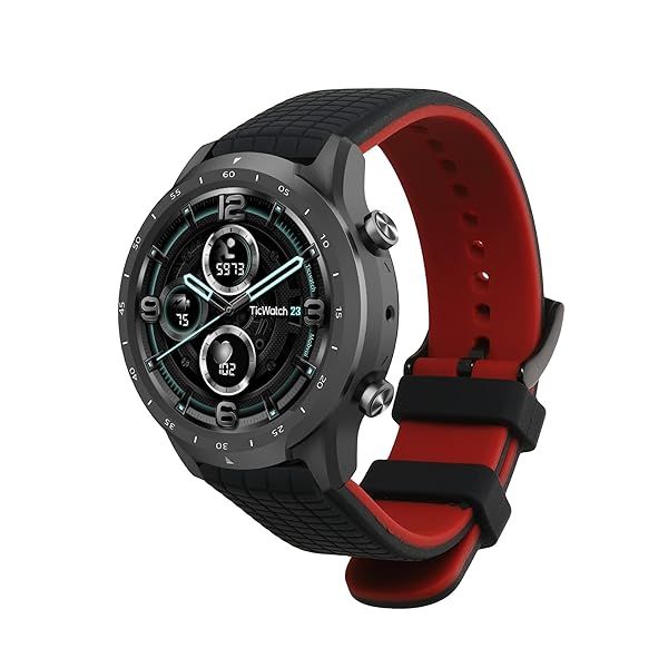 KWMobile Silicone Strap for Ticwatch Pro 3 Ultra/S2/GTX - Black/Red Replacement Band
