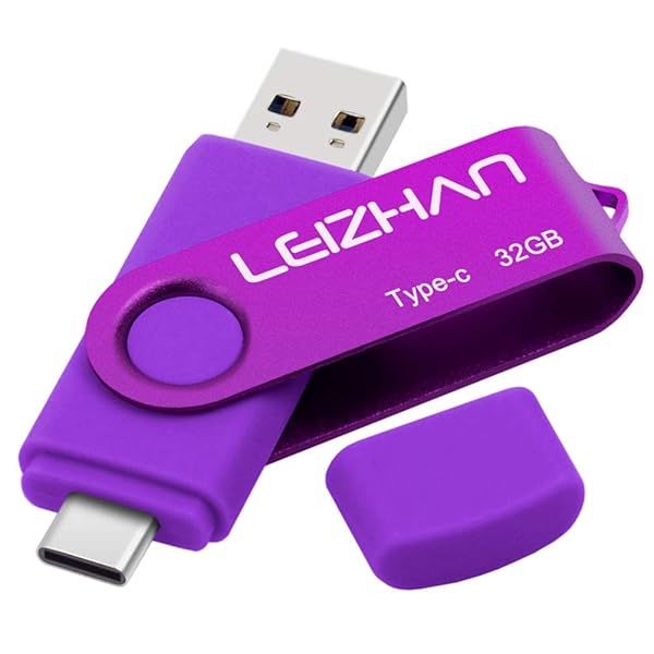 Leizhan 32GB USB C Flash Drive 3.0 Type C Photostick for Samsung Galaxy S10 S9 S8 Plus LG G6 Google Pixel XL Purple
