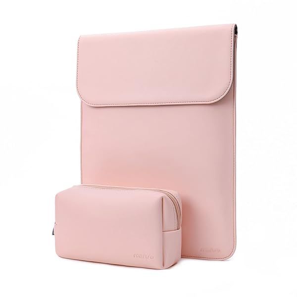 MOSISO 13 Inch Laptop Case Sleeve for MacBook Air Pro M1 M2 Faux Suede Leather with Small Bag Pink