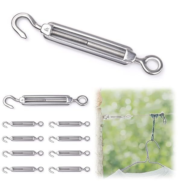 Buy Muzata 10Pack M4 Hook and Eye Turnbuckle - Heavy Duty T304 Stainless Steel for DIY String Lights & Picture Hanging