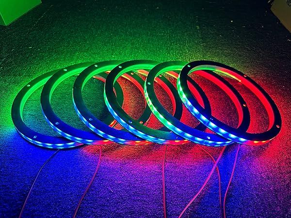 NA 6PCS 6.5 Inch Car LED Speaker Ring Light Kit Dream Color Chasing Flow Remote and APP Controlled Spacer Ring Light