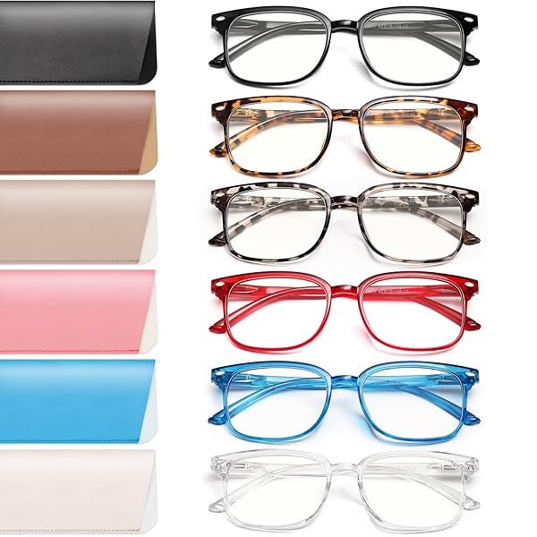 NOVIVON 6 Pack Reading Glasses for Women and Men Blue Light Blocking Computer Eye Glasses Cheaters