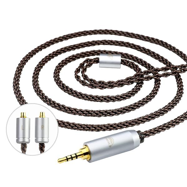 okcsc MMCX Cable Replacement Upgrade for Shure SE215 SE315 SE425 SE535 SE535LTD SE846 AONIC3 AONIC4, 8 Core OFC Audio Cable, 4 Feet Length with 2.5mm