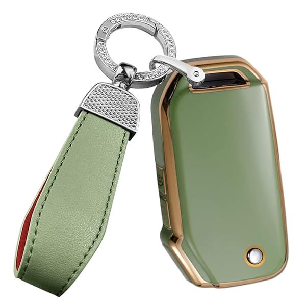 ontto 3-Button Key Fob Holder with Keychain Compatible with Kia Flip Folding Remote TPU Car Key Glove for Forte Seltos Soul Sportage Sorento Cerato