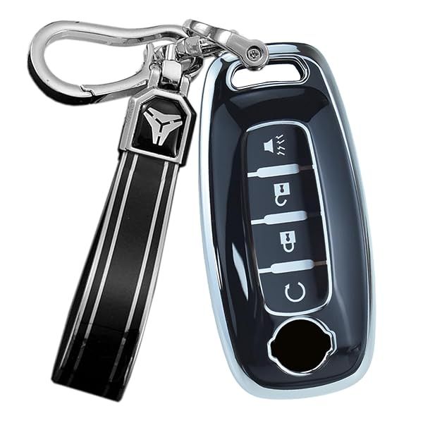 ontto 4-Button Key Fob Protector with Keychain Compatible with Nissan 2023 X-Trial Kicks Rouge Pathfinder Car Key Sleeve Intelligent Smart Remote Key