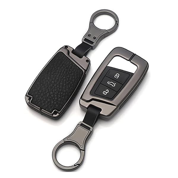 Ontto Full Protection Key Fob Cover for VW Smart Remote Key Shell Black with Keychain for Volkswagen Key Holder
