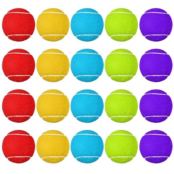 Pack of 20 Colored Tennis Balls for Dogs 2.5 Inch Interactive Puppy Toy for All Sizes with Bag for Training Play and Exercise