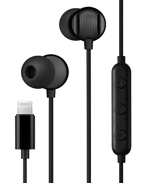 PALOVUE Lightning Headphones: MFi Certified Earbuds with Microphone for iPhone 14/13/12/11 Pro Max & Noise Isolation