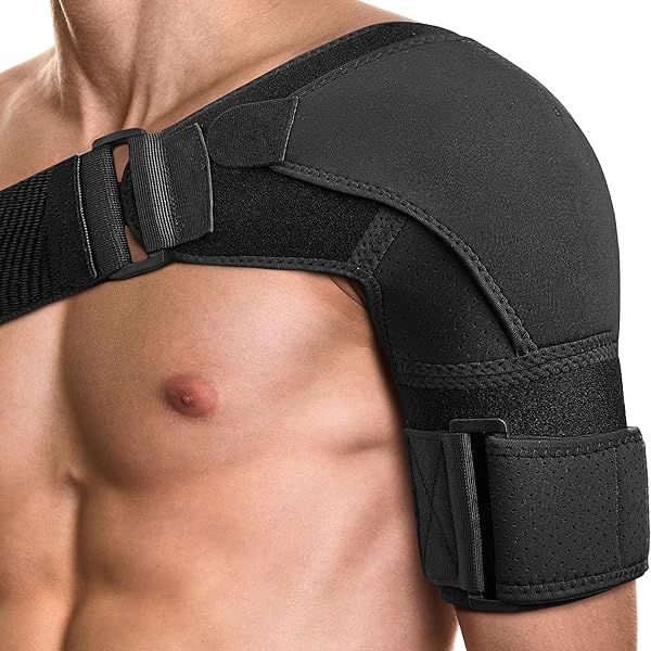 POAGL Shoulder Brace for Men Left and Right Arm Pain Relief Torn Rotator Cuff Compression Support Sleeve Black X-Large