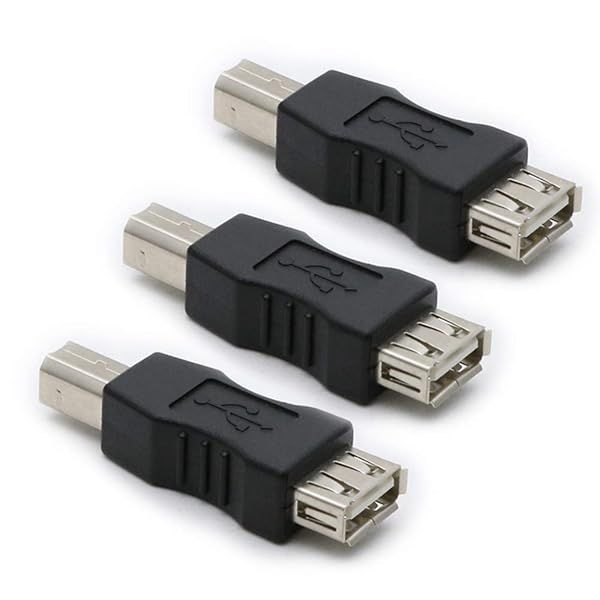 RGZHIUHFZ 3-Pack USB 2.0 AF/BM Adapter - Type A Female to USB B Male Connector Converter