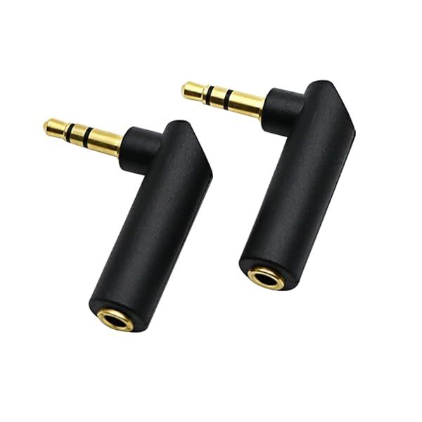 RGZHIUHFZ 3.5mm Right Angle Audio Adapter - Gold-Plated TRS Connector for Headsets, Tablets & Speakers (2 Pack)