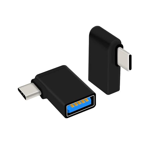 Right Angle USB C to USB 3.0 Adapter - 90 Degree Type C Male to USB A Female Converter for Smartphones & Laptops (2 Pack)