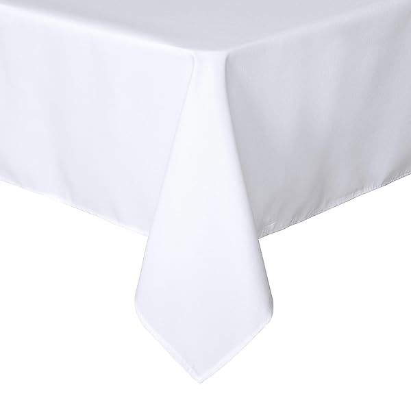 Stain-Resistant 60x84 Inch Rectangle Tablecloth - Washable Polyester for Dining, Buffets & Camping - Elegant White Table Cover
