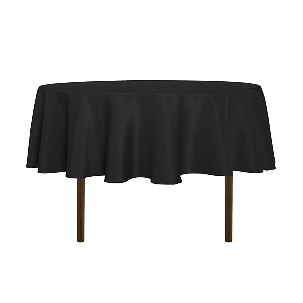 60-Inch Sancua Round Tablecloth - Water Resistant, Washable Polyester for Dining, Buffets & Camping - Black Decorative Table Cover
