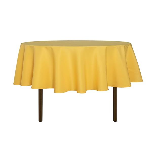 70-Inch Sancua Round Tablecloth - Water Resistant, Washable Polyester for Dining, Buffets & Camping - Yellow Decorative Table Cover