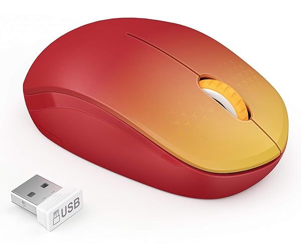 Seenda Wireless Mouse 24G Noiseless Portable Computer Mice for PC Tablet Laptop Notebook Gradient Red