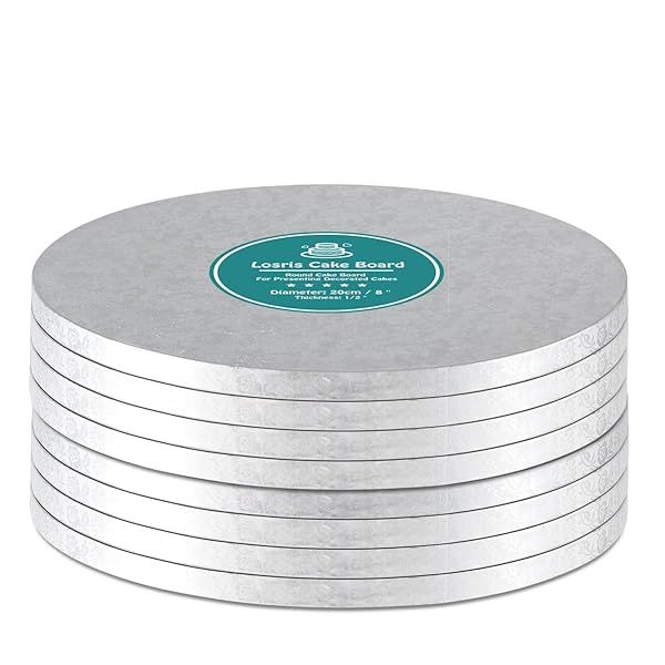 Silver 16 Inch Round Cake Drum Boards 1/2 Inch Thick Smooth Edges for Multi Tiered Birthday and Wedding Cakes