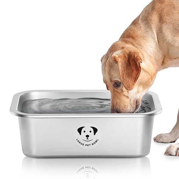 High Capacity Stainless Steel Dog Bowls for Large and X-Large Dogs 1.25 Gallons Durable Metal Food and Water Bowls
