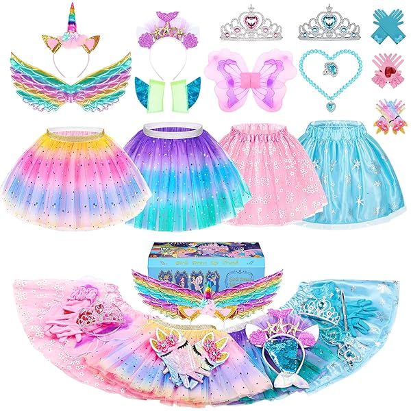 STOPKLAS Little Girls Dress Up Costume Set Fairy and Mermaid Princess Clothes for Toddler Ages 3 to 6 Perfect for Pretend Play