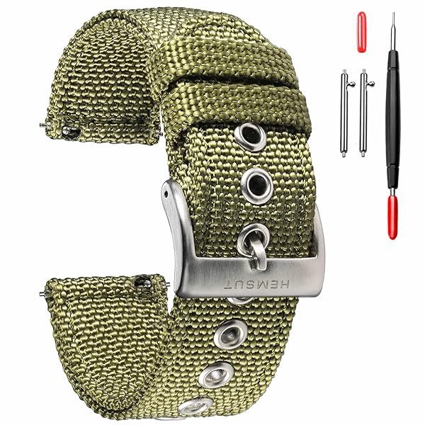 Torbollo 24mm Men's Military Army Canvas Watch Straps Soft Breathable Replacement with Heavy Duty Buckle for Women