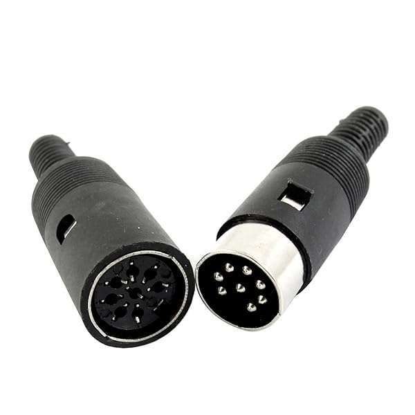 uxcell A14071000UX0762 Black DIN 8-Pin Male & Female Socket Connector Pair - High-Quality Cable Connectors