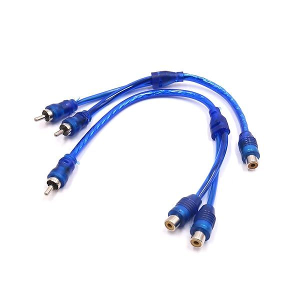 uxcell 2Pcs Blue RCA Splitter Adapter - Female to Male Y Cable for Car Audio Stereo