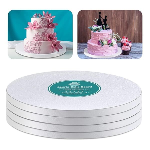 White Cake Drums 14 Inch Round Cake Boards 1/2 Inch Thick Smooth Edges for Multi Tiered Birthday and Wedding Cakes