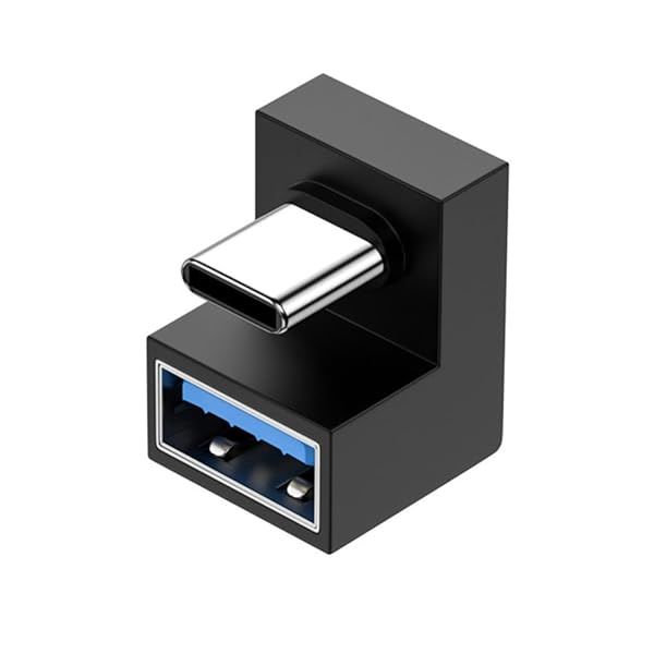 xiwai 180 Degree Up & Down Angled Type-C USB-C OTG to USB 3.0 Female Extension Adapter for Cell Phone & Tablet