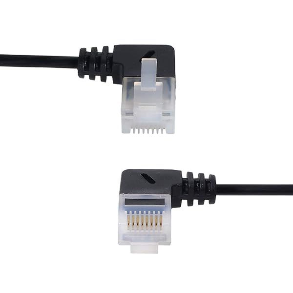 Xiwai Ultra Slim Cat6 Ethernet Cable 25cm RJ45 Left Right Angled Network Patch Cord for Laptop Router TV Box