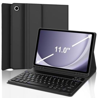 Samsung Galaxy Tab A9 Plus Keyboard Case with Bluetooth Detachable Keyboard and Leather Folio Smart Cover Black
