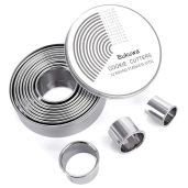 12 Piece Round Cookie Cutter Set Stainless Steel Graduated Circle Pastry and Donut Molds for Baking