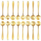 16 Pcs ESRISE Stainless Steel Cute Teaspoons for Tea Party Decorations Gold Coffee Spoons