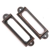 20 Pcs Metal Label Holders for Office & Library - Red Bronze File Drawer Tag Frames