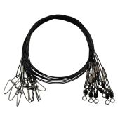 20pcs Heavy Duty Fishing Wire Leaders 150LB - Stainless Steel with Swivels & Snaps in Black/Red/Green