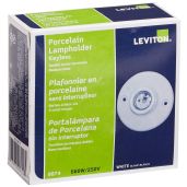 "Leviton 9874 Porcelain Outlet Box Mount & Keyless Ceiling Lampholder - 3-3/4" White Fixture"