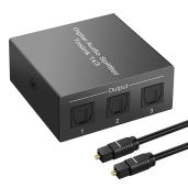 3 Port Toslink Audio Splitter Digital Optical 1 in 3 Out Supports LPCM 2.0 DTS Dolby for PS4 DVD HDTV Blue-Ray and More