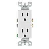 Leviton 5325-WMP 15 Amp Decora Duplex Receptacle 10-Pack - Residential Grade Grounding, White