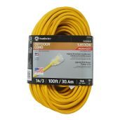 Southwire 14890002 100ft 14/3 SJEOOW Polar/Solar Extension Cord - Durable Yellow Power Cable
