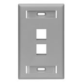 Leviton 42080-2GS QuickPort Wallplate: Single Gang, 2-Port, Grey with ID Window - Perfect for Home Networking