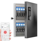 32 Key Lock Box Wall Mount Smart Key Cabinet with Bluetooth Wi-Fi Remote Key Management for Valets Realtors Office Hotel