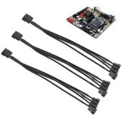 3Pcs PC Chassis Fan Splitter Extension Cable 1 to 4 CPU Fan Tinned Copper Compatible with 4 Pin PC Cooling Fans