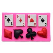 4 Aces Poker Playing Cards Cake Topper Mold for Chocolate Fondant Cupcakes Gum Paste Polymer Clay Resin Decoration Tool